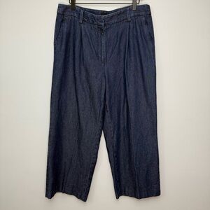 Talbots Pants Weston Womens High‎ Rise Wide Leg Lyocell Blue Resort 14 P Hemmed
